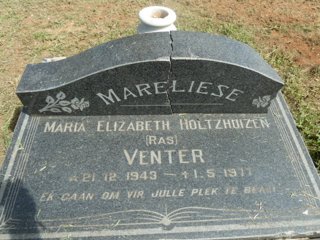 VENTER Maria Elizabeth Holtzhuizen nee RAS 1943-1977