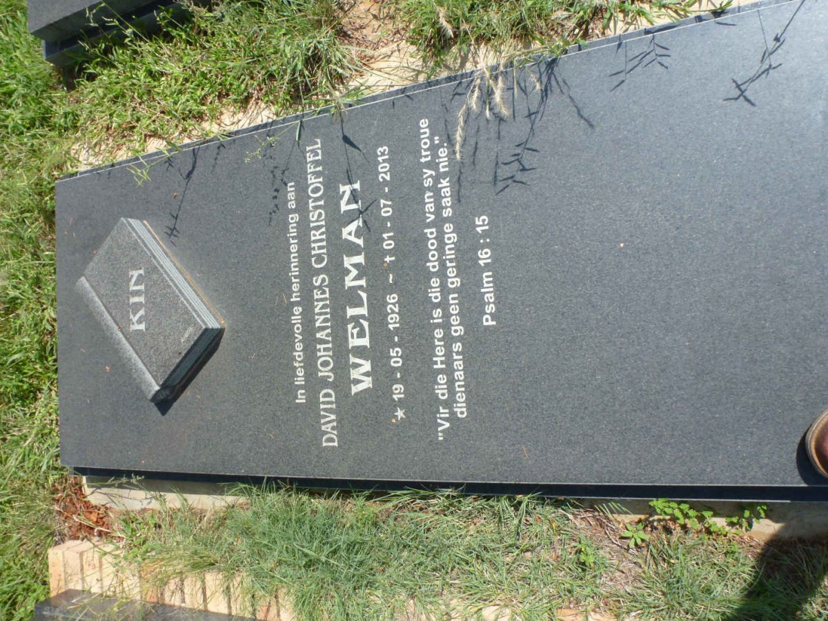 WELMAN David Johannes Christoffel 1926-2013