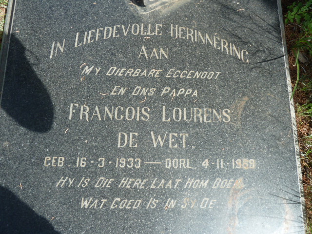 WET Francois Lourens, de 1933-1969