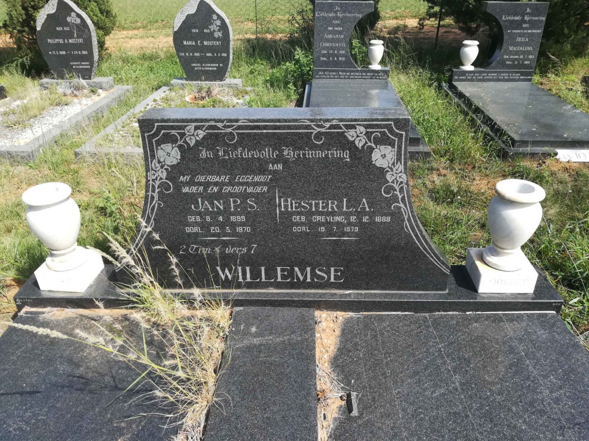 WILLEMSE Jan P.S. 1889-1970 &amp; Hester L.A. GREYLING 1888-1979
