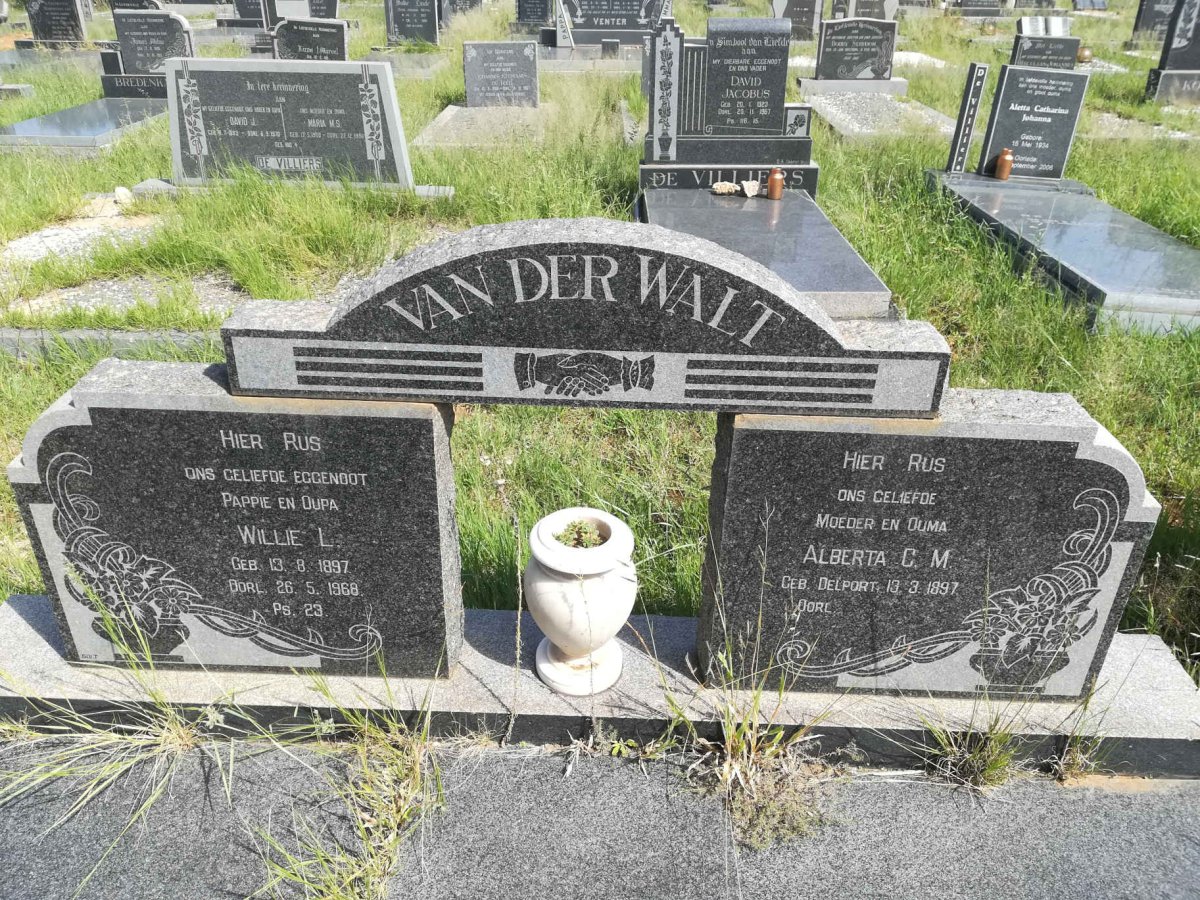 WALT Willie L., van der 1897-1968 &amp; Alberta C.M. DELPORT 1897-