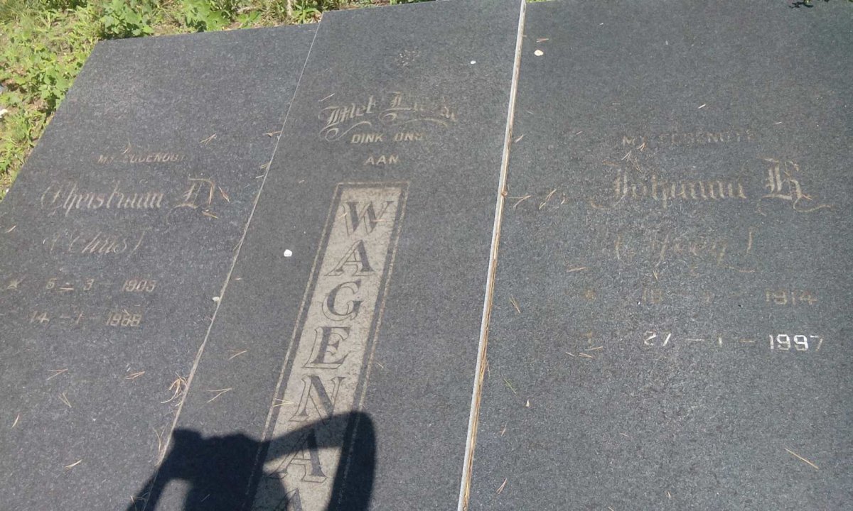 WAGENAAR Christiaan D. 1908-1988 &amp; Johanna B. 1914-1997