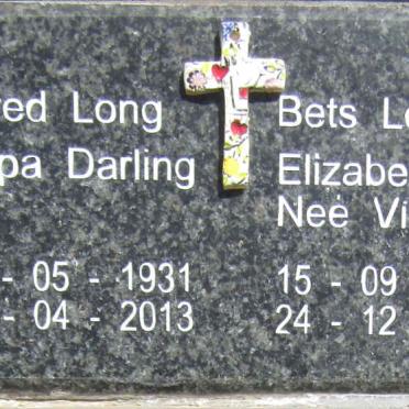LONG Alfred 1931-2013 & Elizabeth Susanna VICTOR 1935-2014