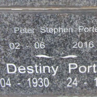 PORTER Peter Stephen 1919-2016 & Destiny 1930-2022