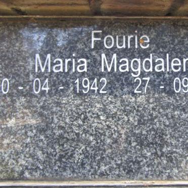 FOURIE Maria Magdalena 1942-2021