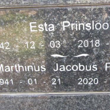 PRINSLOO Marthinus Jacobus 1941-2020 & Esta 1942-2018