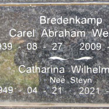 BREDENKAMP Carel Abraham Wessels 1939-2009 & Catharina Wilhelmina STEYN 1949-2021