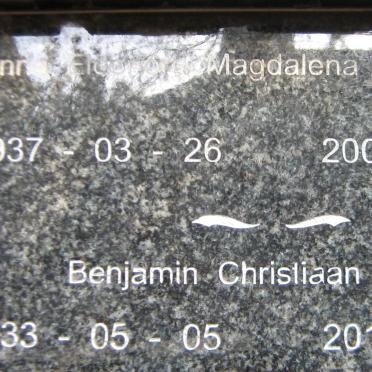 KOTZEE Benjamin Christiaan 1933-2016 &amp; Anna Eleonora Magdalena Maria 1937-2008