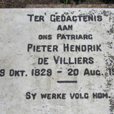 VILLIERS Pieter Hendrik, de 1829-1907 &amp; Gertruida Louisa KOK 1838-1890