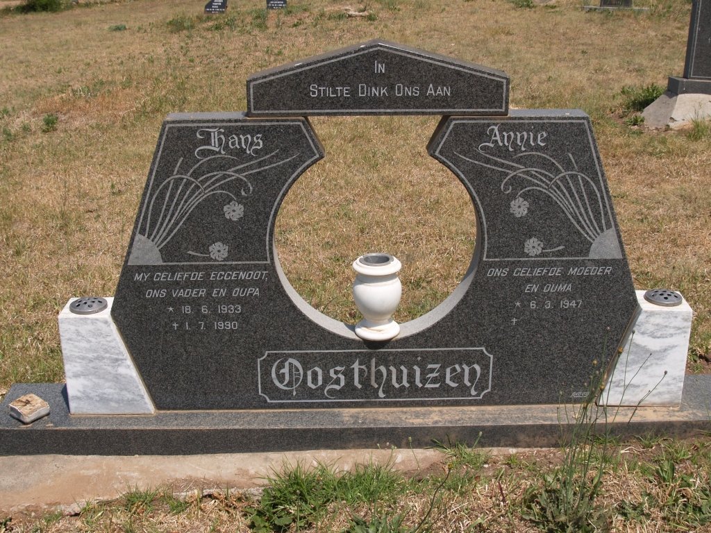 OOSTHUIZEN Hans 1933-1990 &amp; Annie 1947-