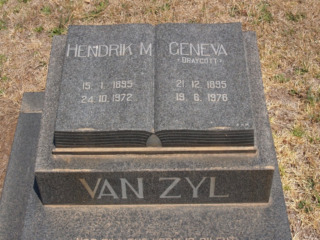 ZYL Hendrik M., van 1895-1972 &amp; Geneva DRAYCOTT 1895-1976