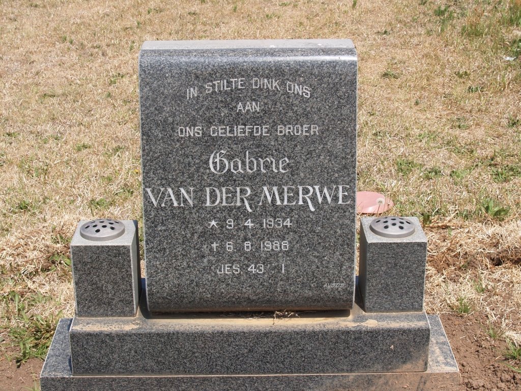 MERWE Gabriel, van der 1934-1986