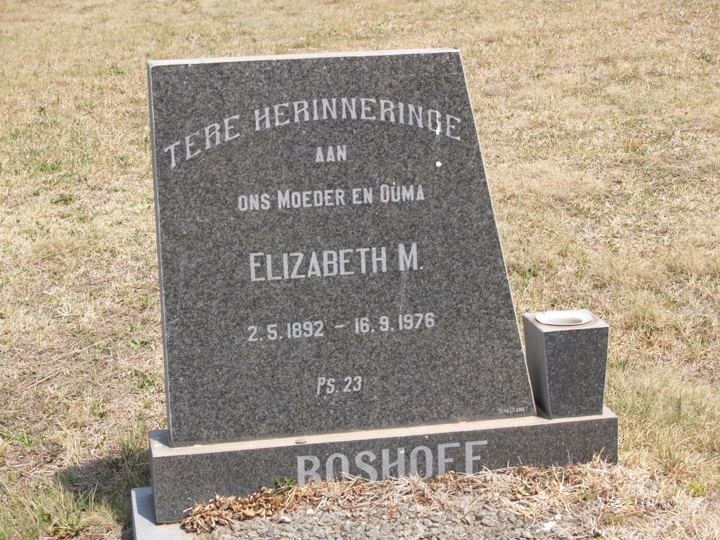BOSHOFF Elizabeth M. 1892-1976