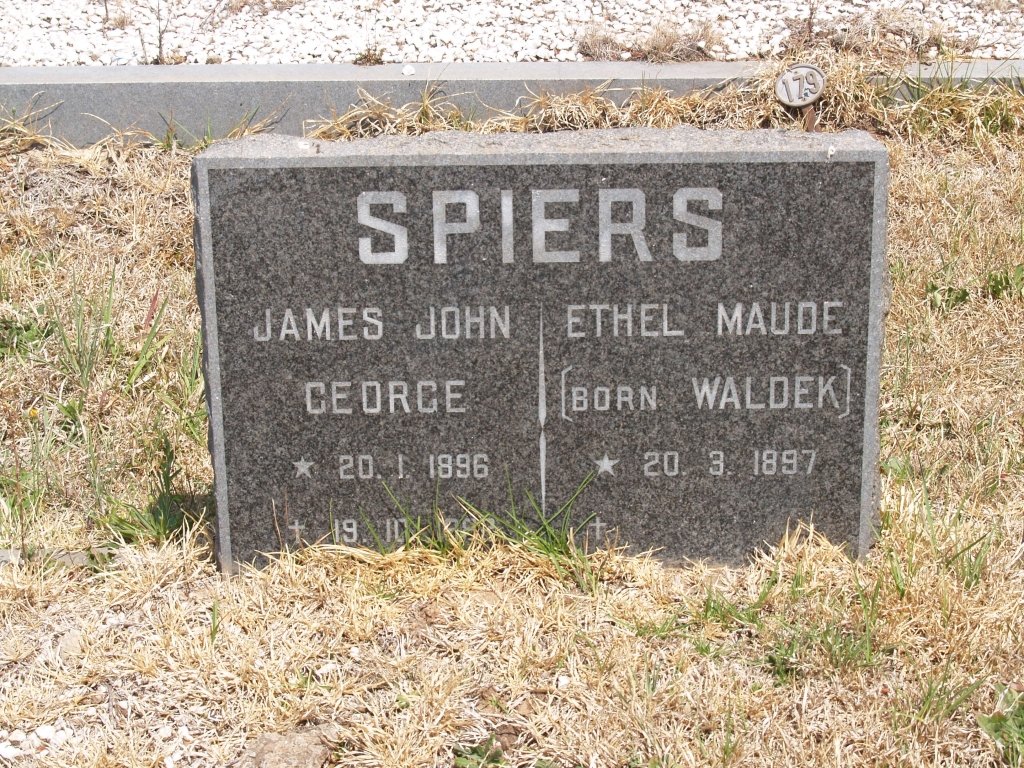 SPIERS James John George 1896-1982 &amp; Ethel Maude WALDEK 1897-