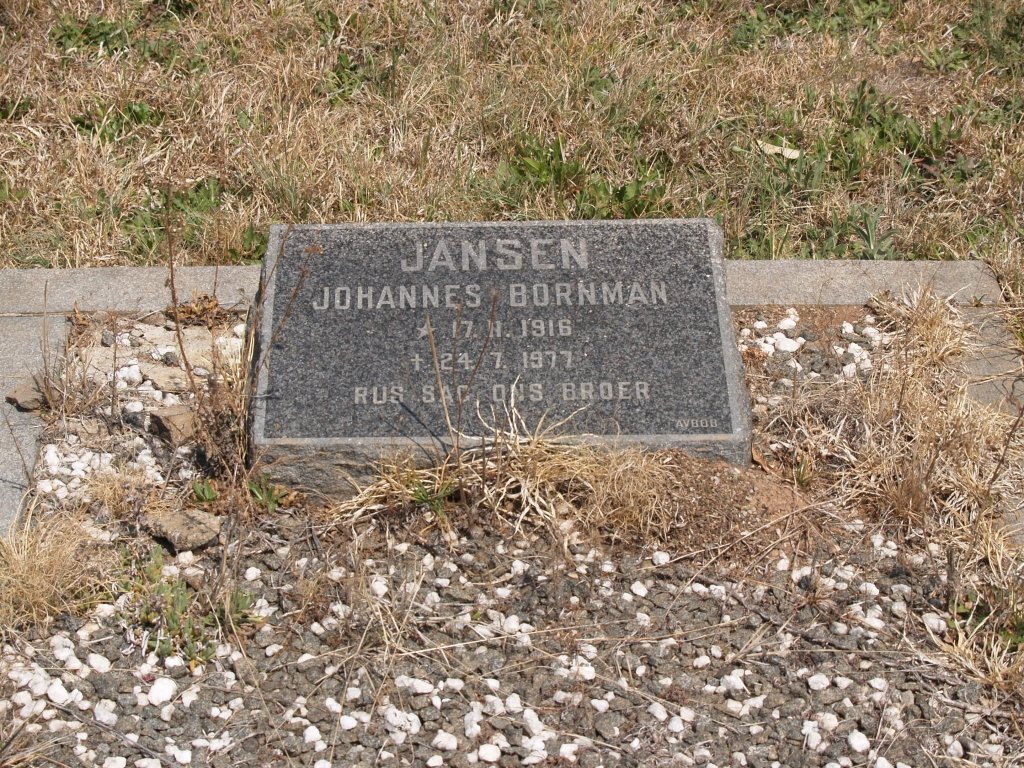JANSEN Johannes Bornman 1916-1977