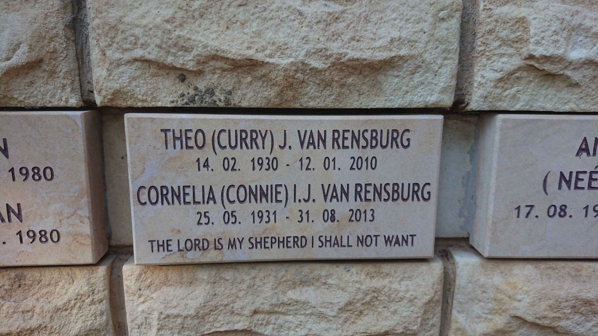 RENSBURG Theo J. 1930-2010 &amp; Cornelia I.J. 1931-2013