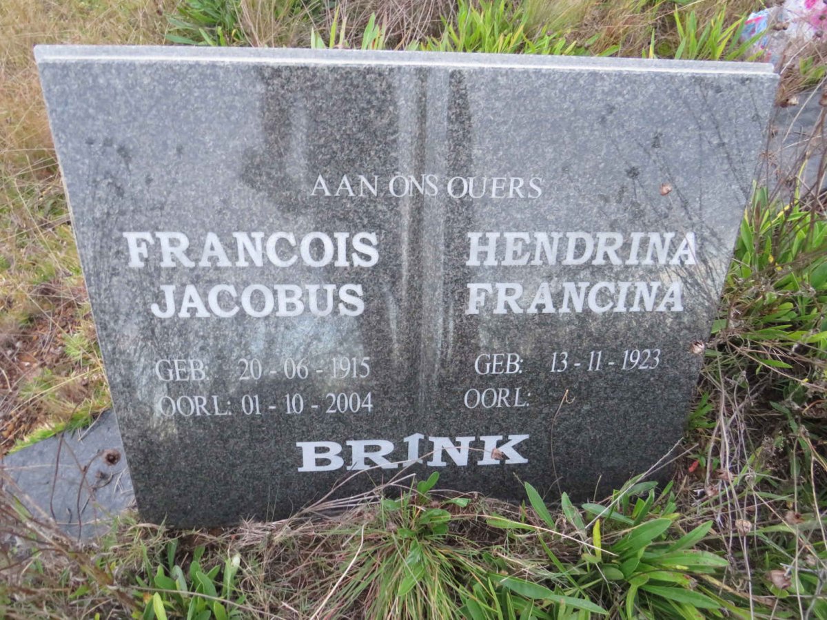 BRINK Francois Jacobus 1915-2004 &amp; Hendrina Francina 1923-
