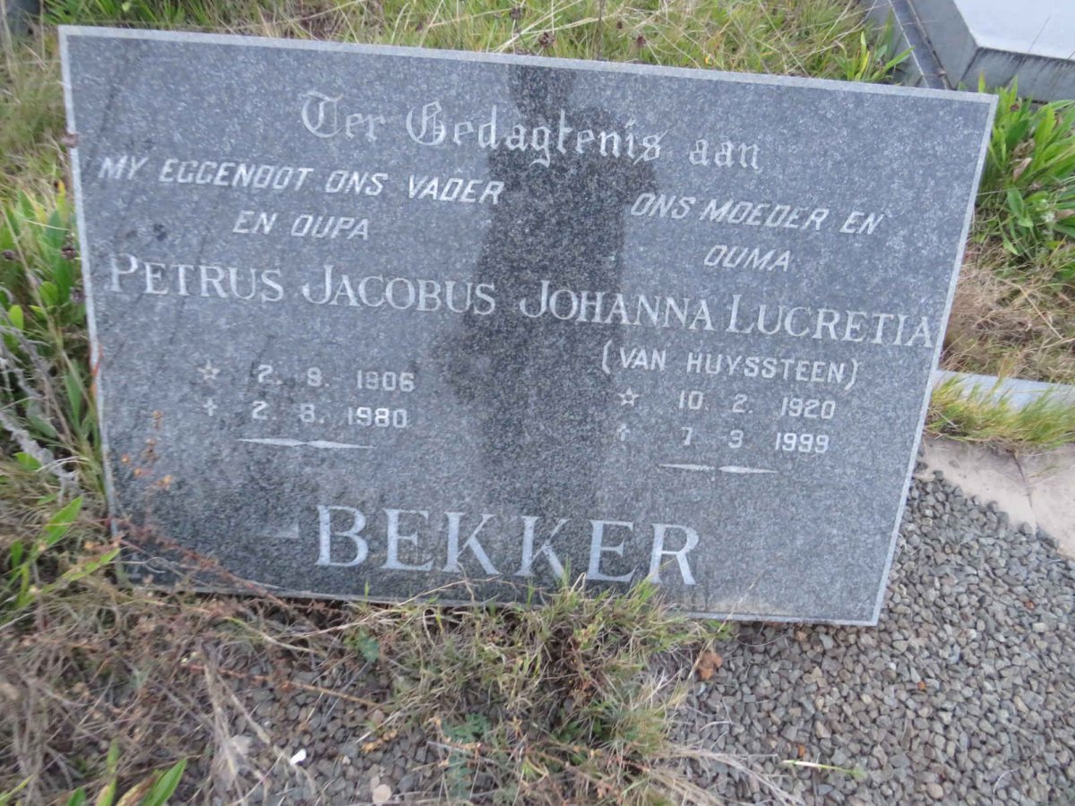 BEKKER Petrus Jacobus 1906-1980 & Johanna Lucretia VAN HUYSTEEN 1920-1999