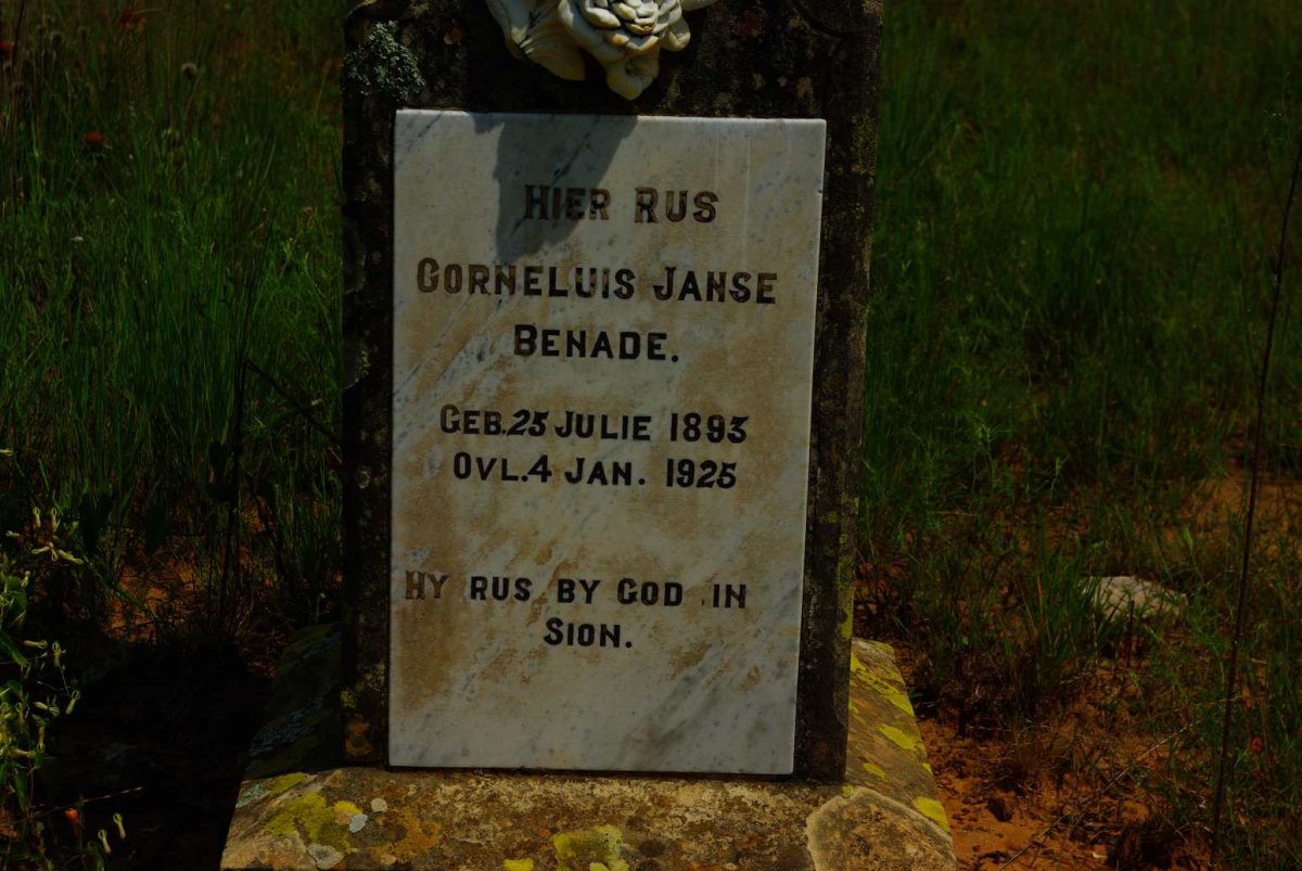 BENADE Cornelius Janse 1893-1925