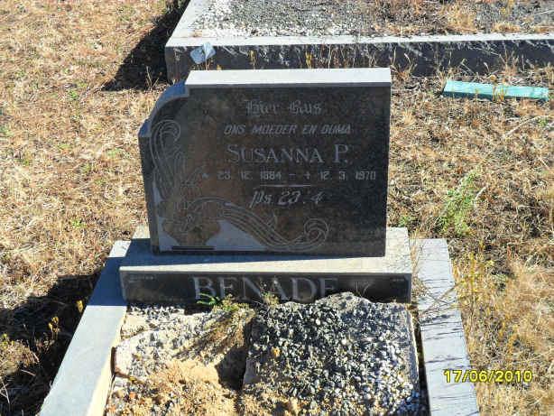 BENADE Susanna P. 1884-1970