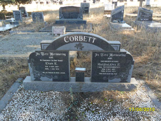 CORBETT Evan E. 1887-1970 &amp; Magdalena E. SCHOOMBEE
