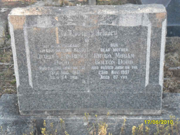 DODD Charles Lawrence -1951 &amp; Rhoda Muriel Bolton -1997