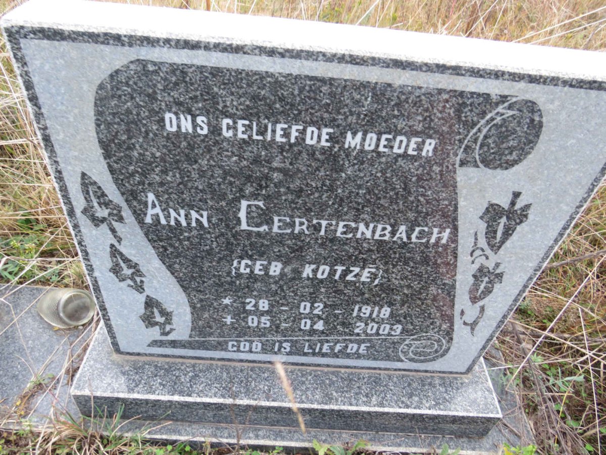 GERTENBACH Ann nee KOTZE 1918-2003