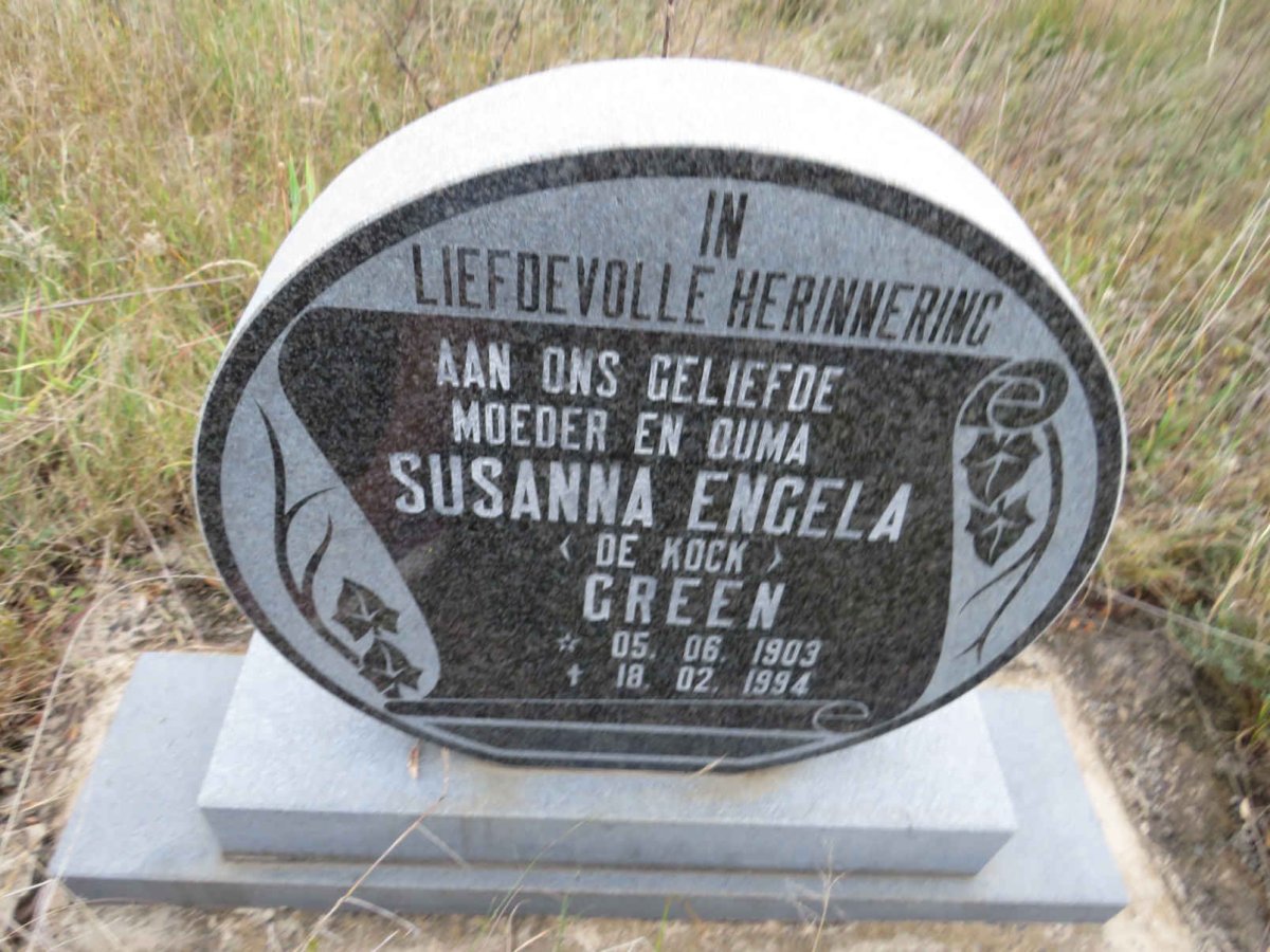 GREEN Susanna Engela nee DE KOCK 1903-1994