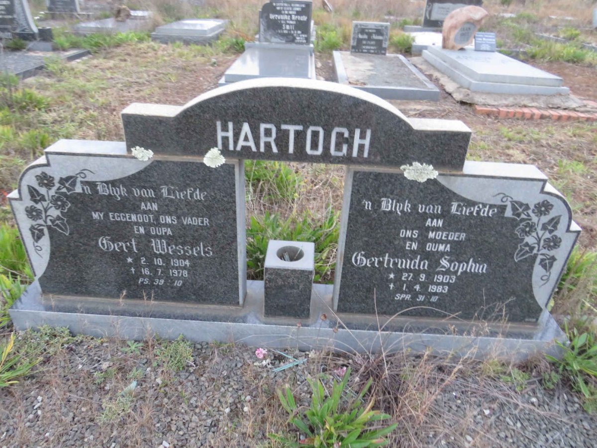 HARTOGH Gert Wessels 1904-1978 &amp; Gertruida Sophia 1903-1983