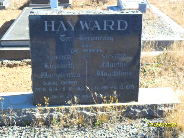 HAYWARD Elizabeth Margaretha nee GERBER 1874-1963 :: HAYWARD Martha Magdalena 1901-1963