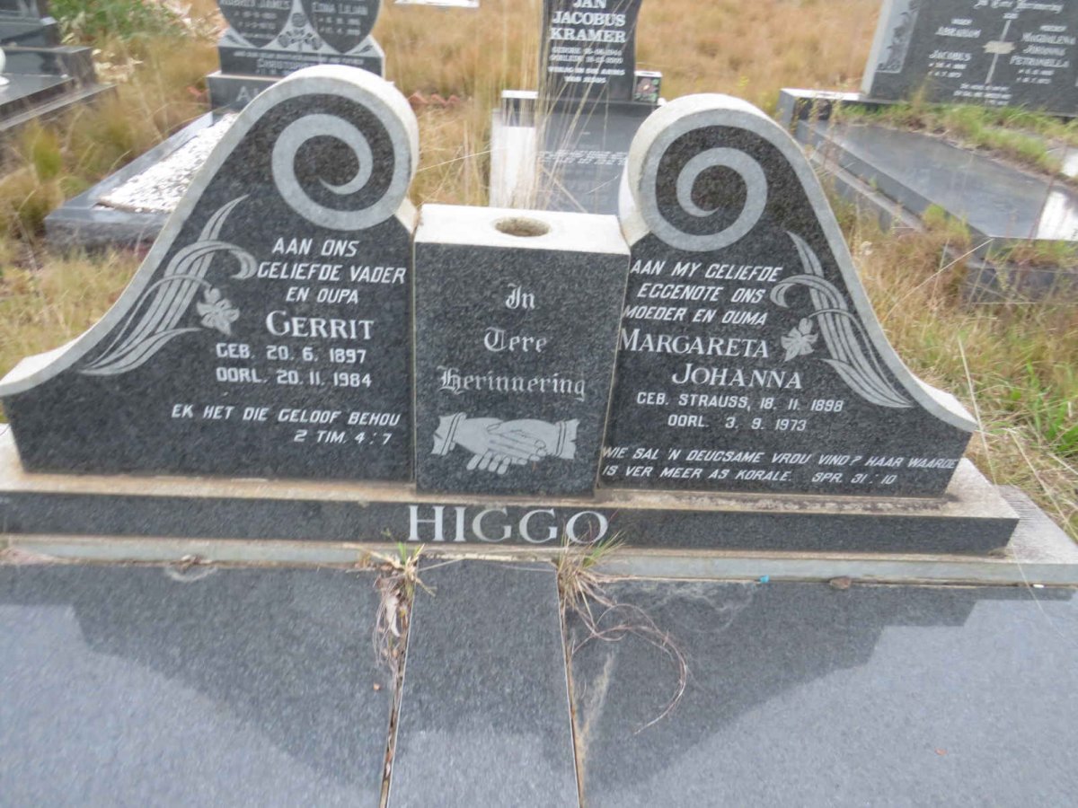 HIGGO Gerrit 1897-1984 & Margareta Johanna STRAUSS 1898-1973