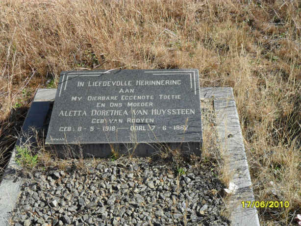HUYSTEEN Aletta Dorethea, van nee VAN ROOYEN 1918-1967