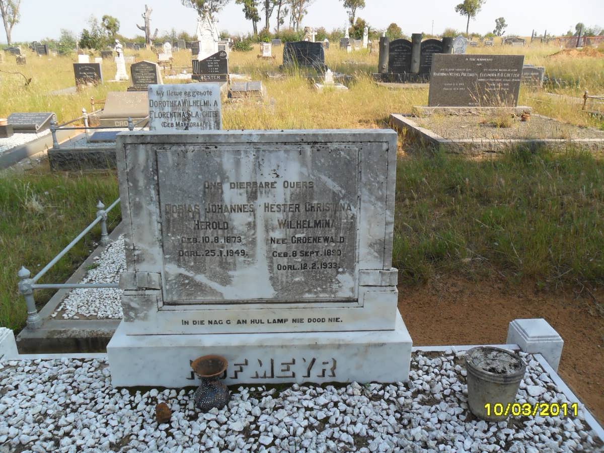 HOFMEYR Dobias Johnannes Herold 1873-1949 &amp; Hester Christina Wilhelmina GROENEWALD 1890-1933