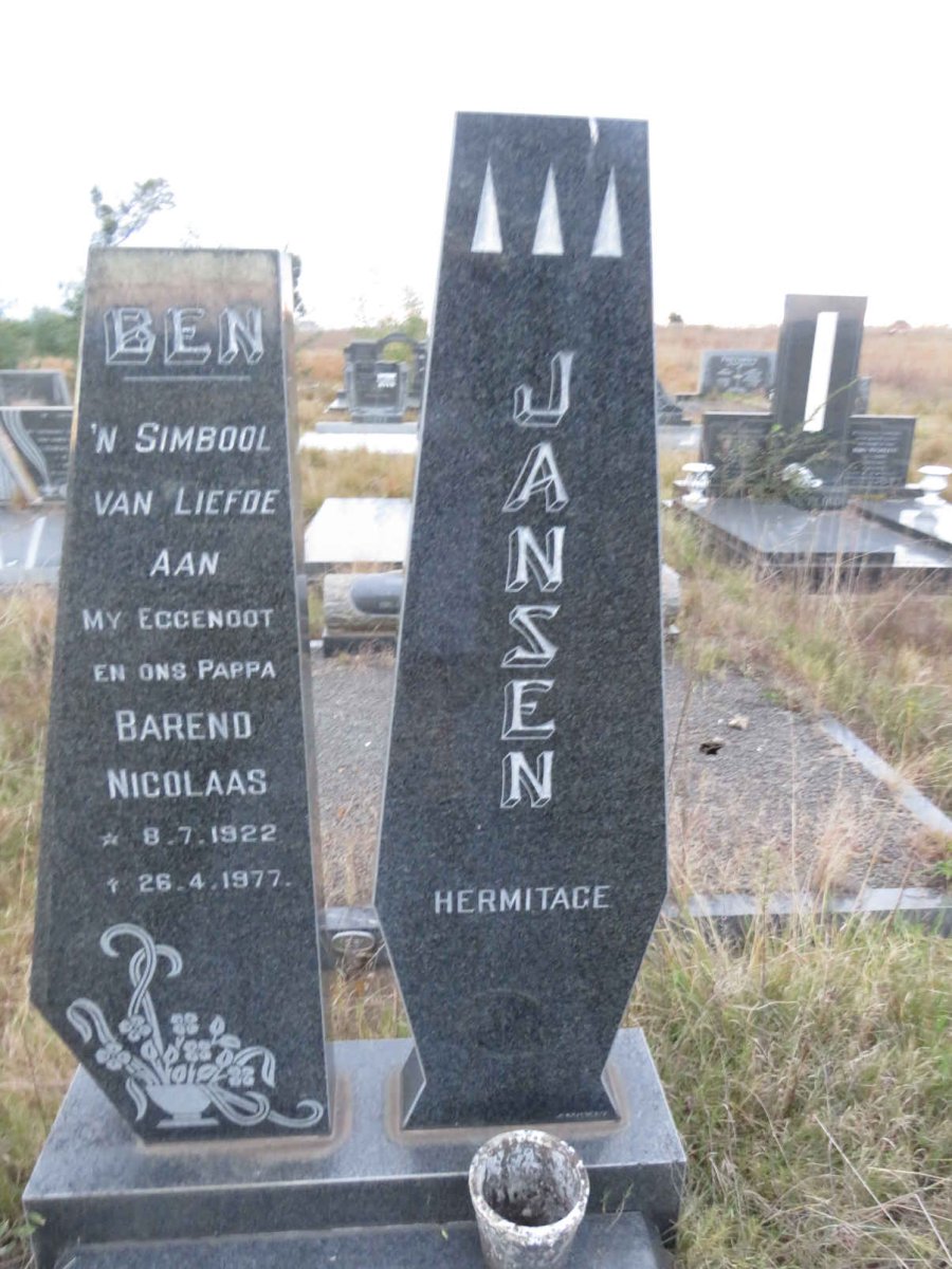 JANSEN Barend Nicholaas 1922-1977