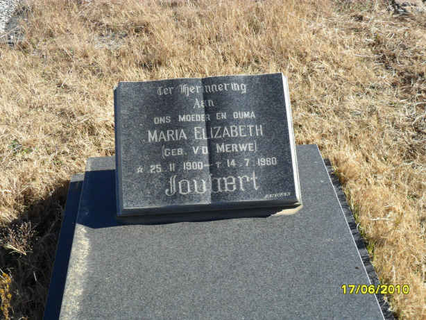 JOUBERT Maria Elizabeth nee V.D. MERWE 1900-1980