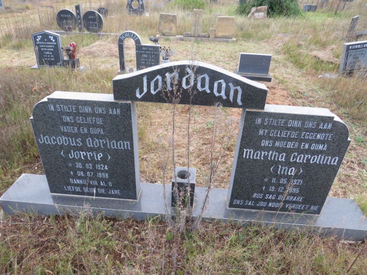 JORDAAN Jacobus Adriaan 1924-1998 &amp; Martha Carolina 1921-1995 _2
