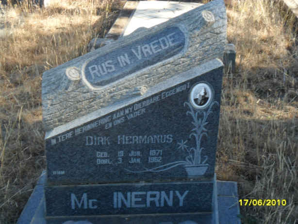 MCINERNY Dirk Hermanus 1871-1962