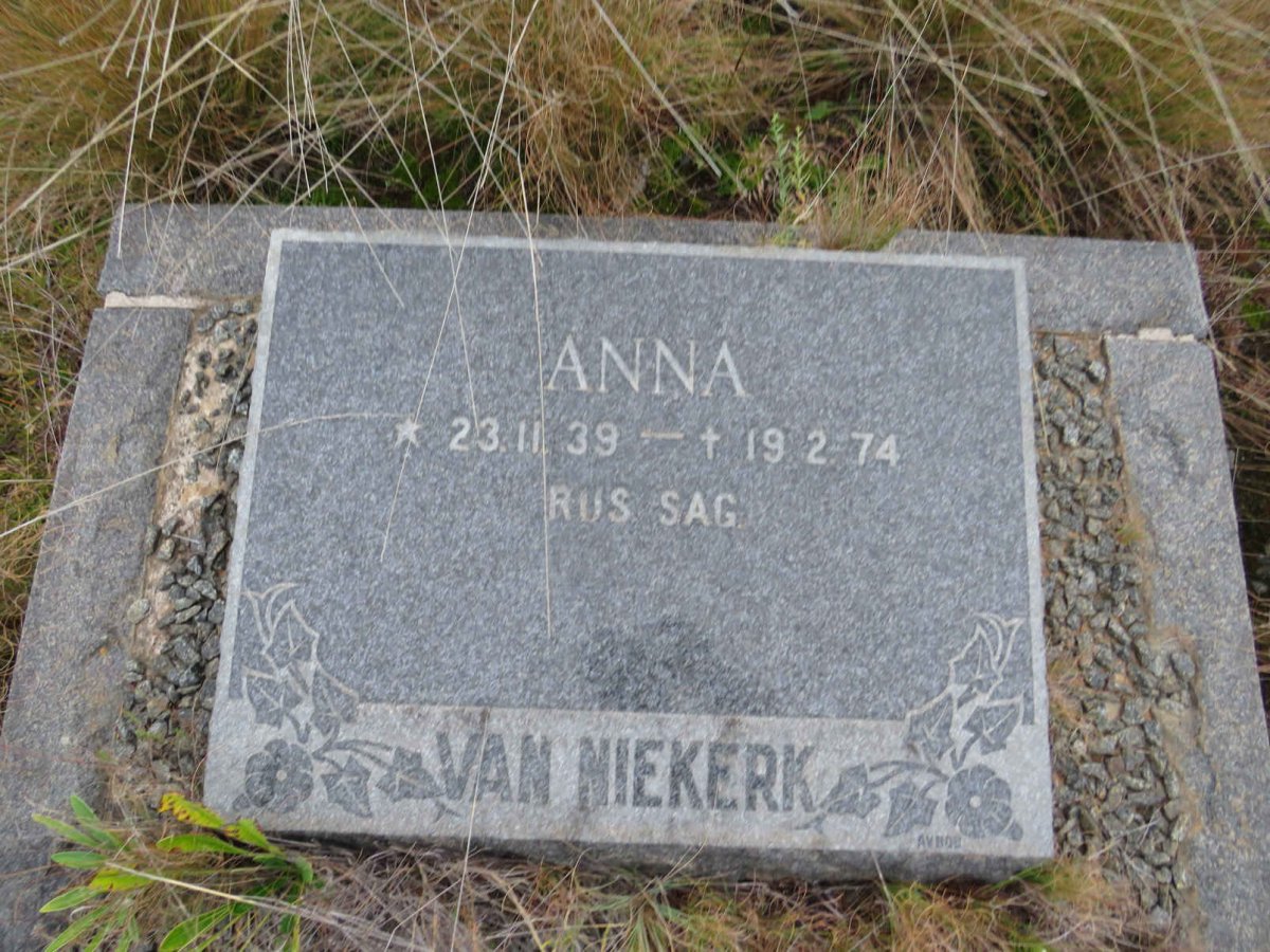 NIEKERK Anna, van 1939-1974