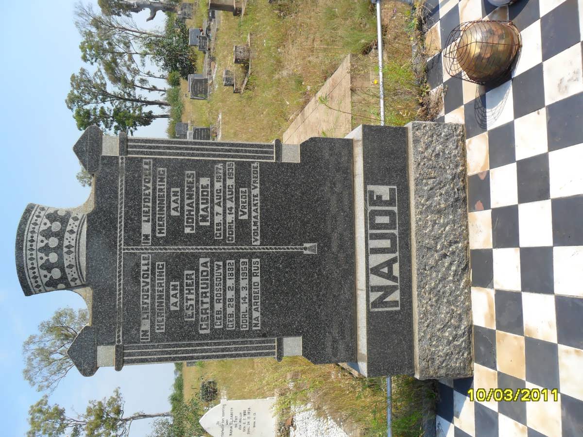 NAUDE Johannes 1877-1935 &amp; Esther Gertruida ROSSOUW 1882-1959