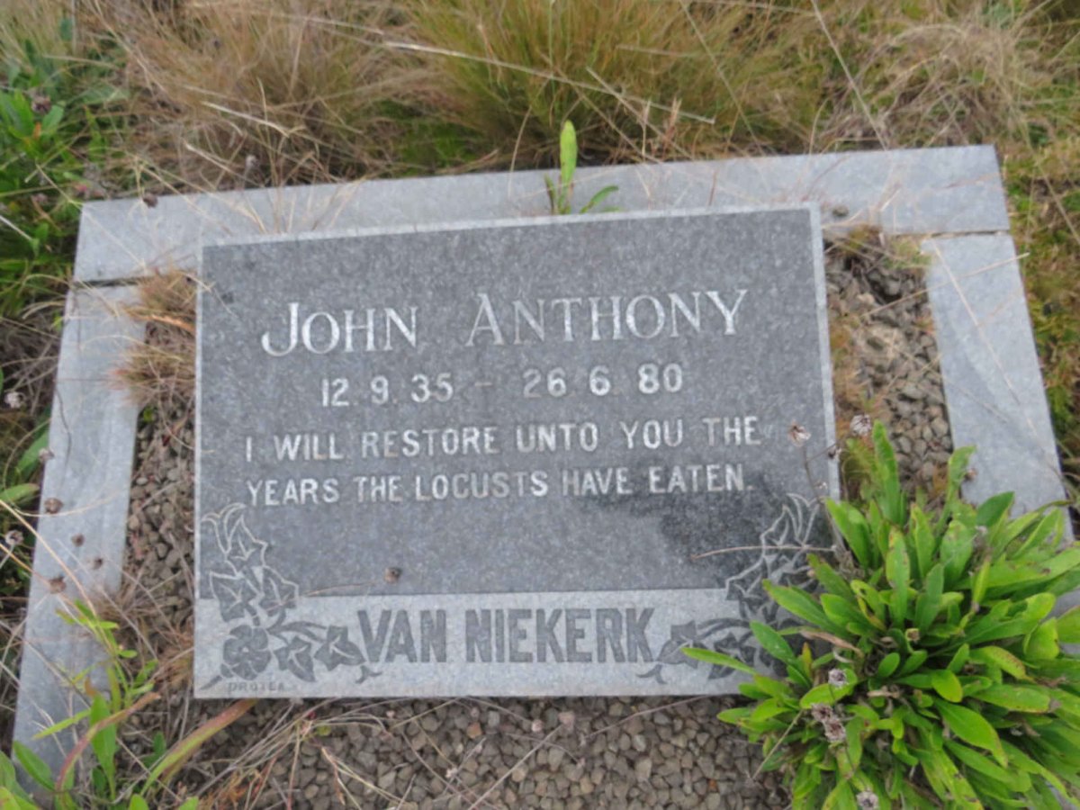 NIEKERK John Anthony, van 1935-1980