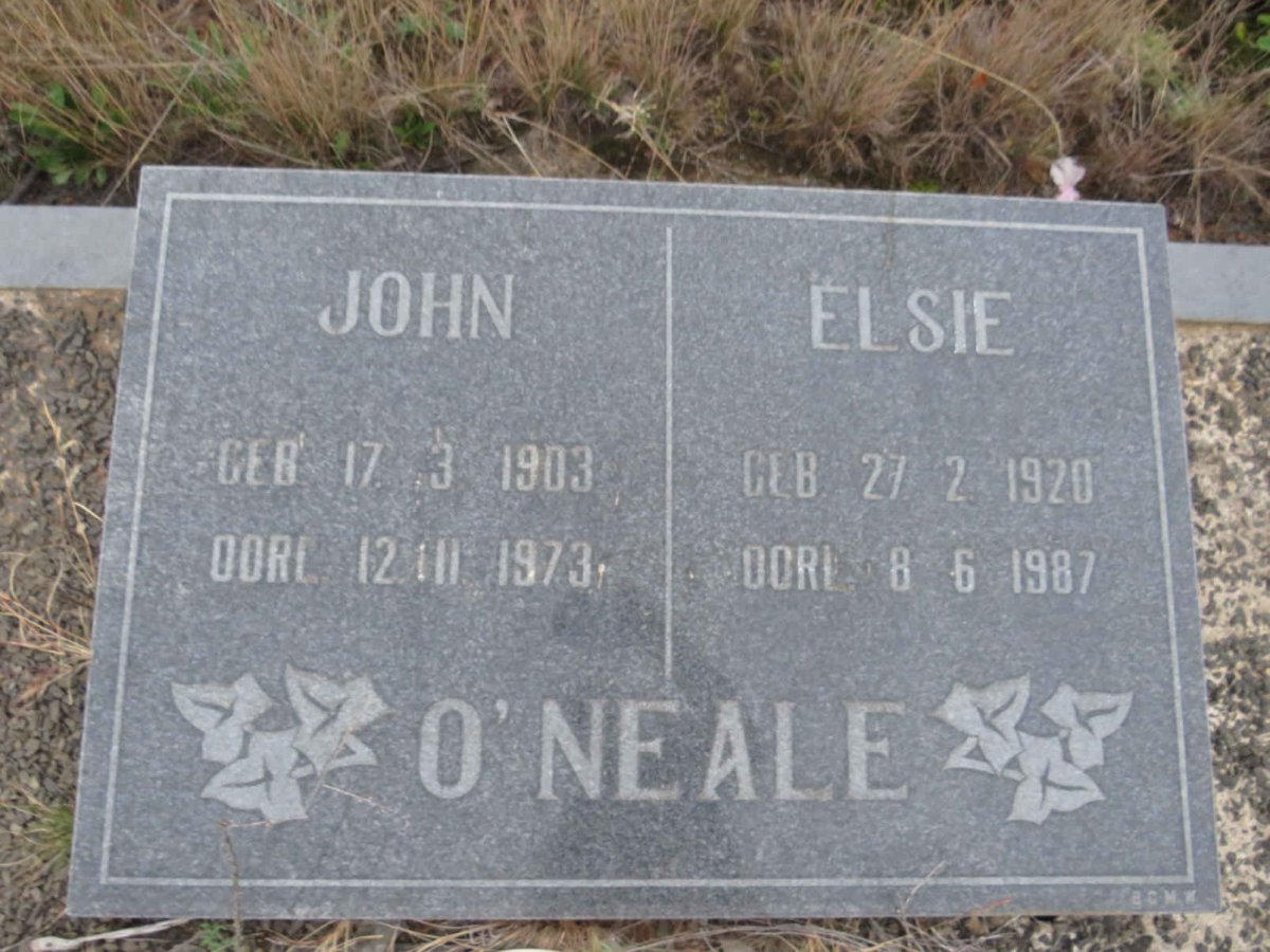 O'NEALE John 1903-1973 &amp; Elsie 1920-1987