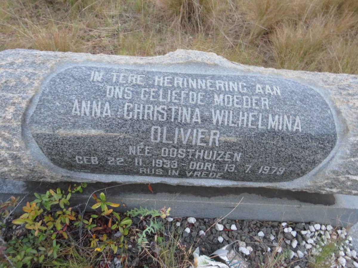 OLIVIER Anna Christina Wilhelmina nee OOSTHUIZEN 1933-1979