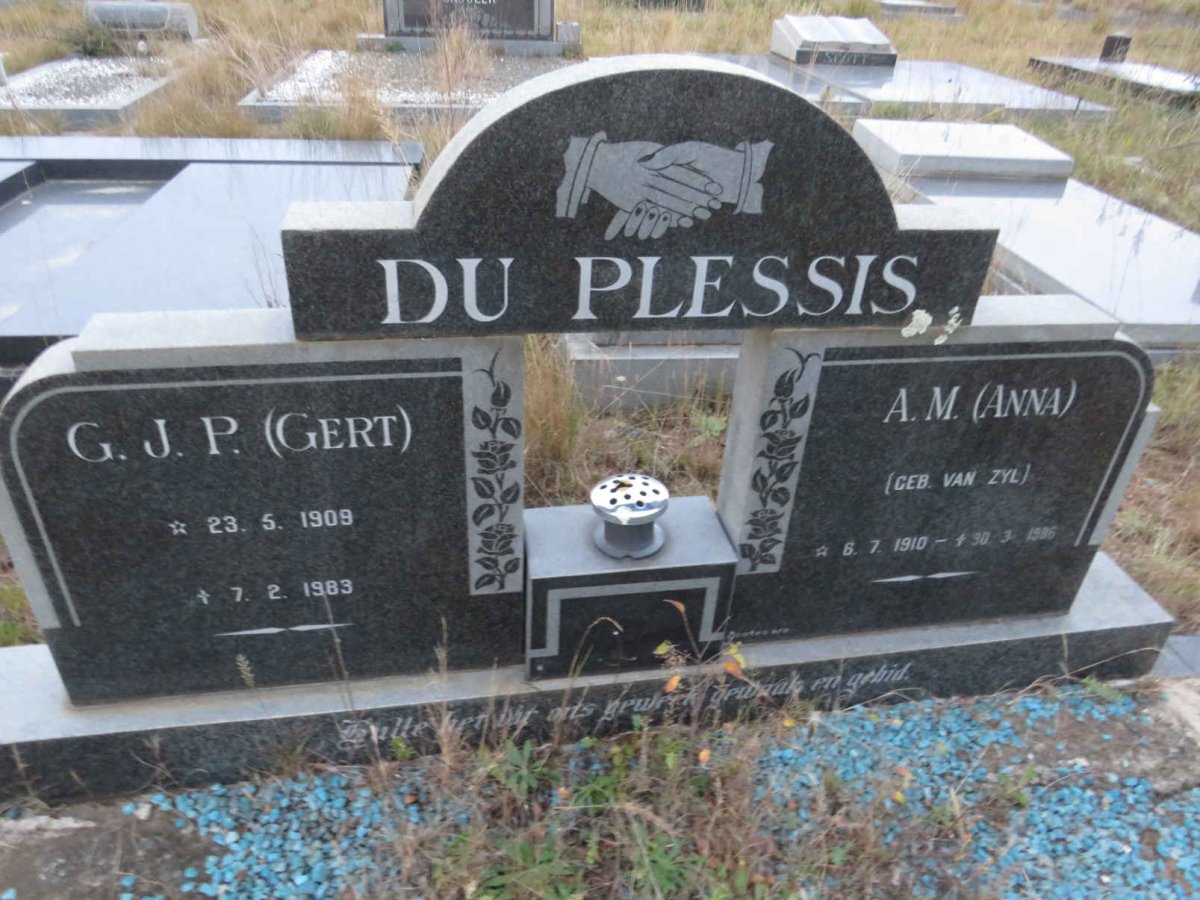 PLESSIS G.J.P., du 1909-1983 & A.M. VAN ZYL 1910-1986
