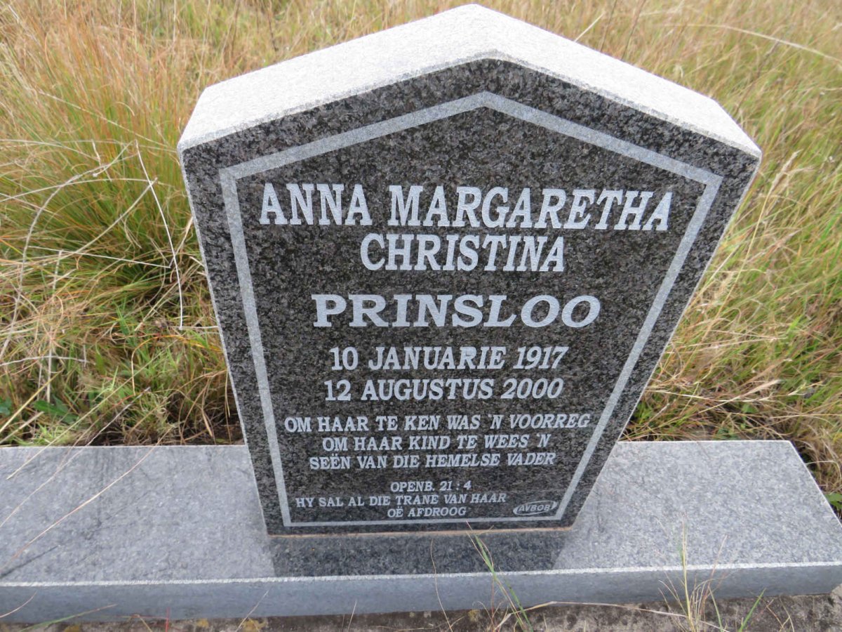 PRINSLOO Anna Margaretha Christina 1917-2000