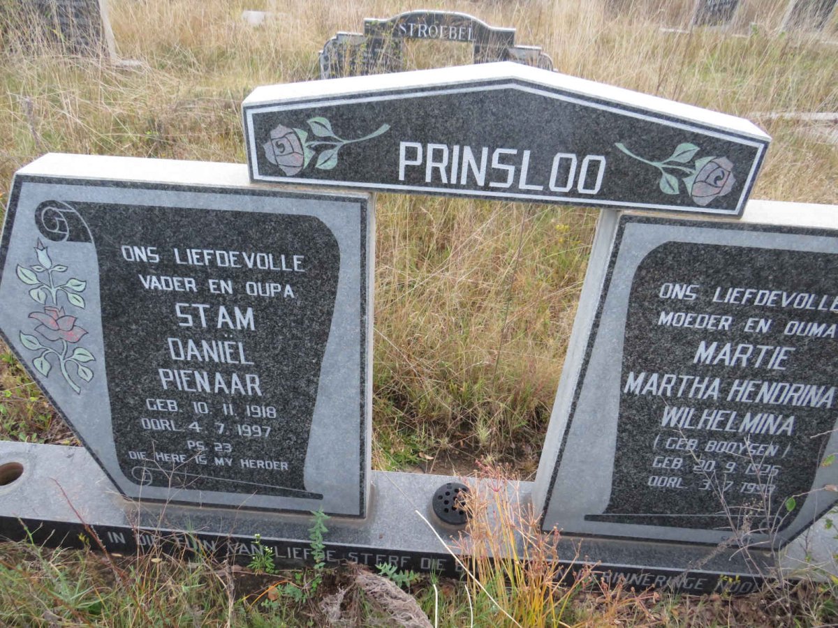 PRINSLOO Daniel Pienaar 1918-1997 &amp; Martha Hendrina Wilhelmina BOOYSEN 1925-1993