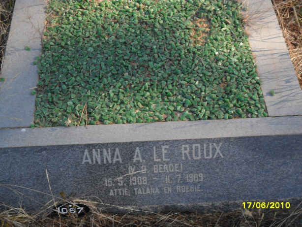 ROUX Anna A., le nee V.D. BERGE 1908-1969