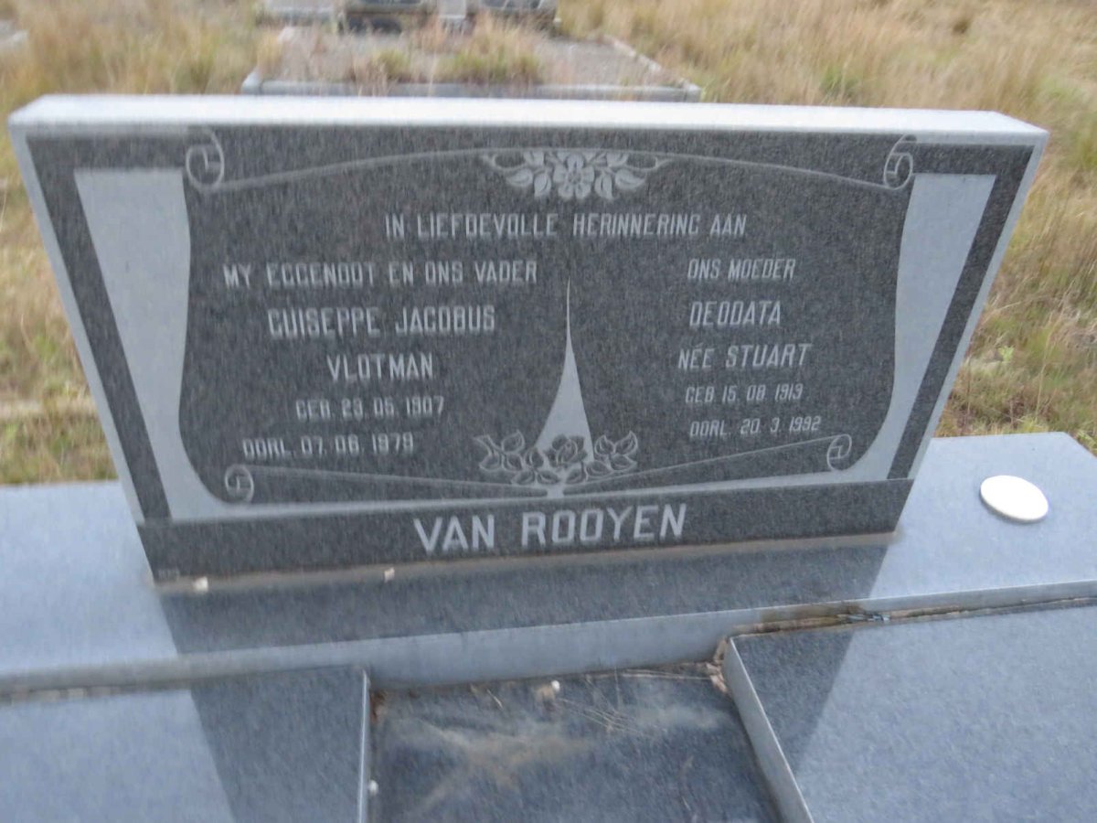 ROOYEN Guiseppe Jacobus Vlotman, van 1907-1979 & Deodata STUART 1919-1992
