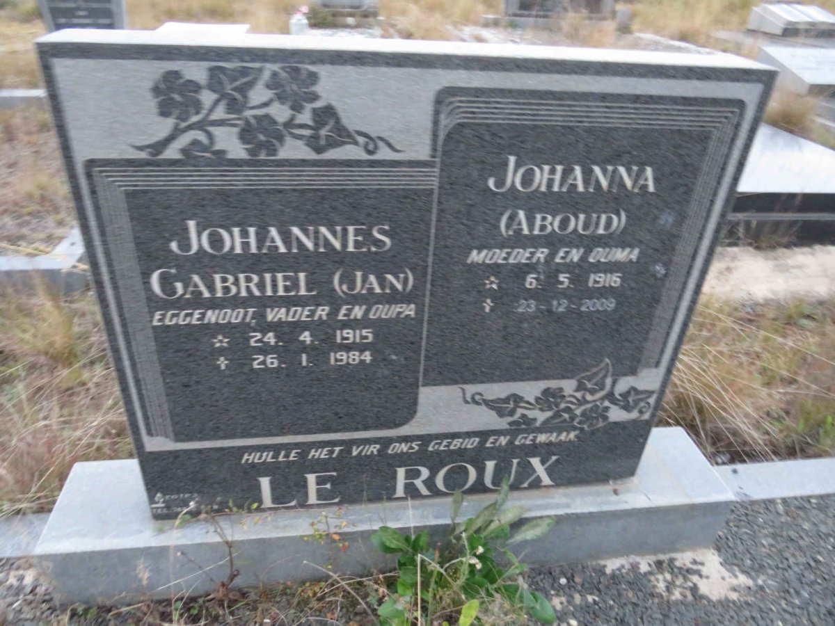 ROUX Johannes Gabriel, le 1915-1984 & Johanna ABOUD 1916-2009