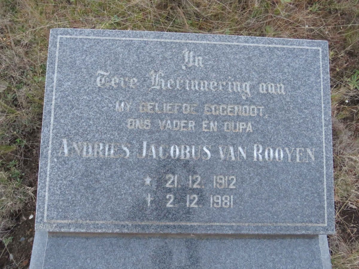 ROOYEN Andries Jacobus, van 1912-1981