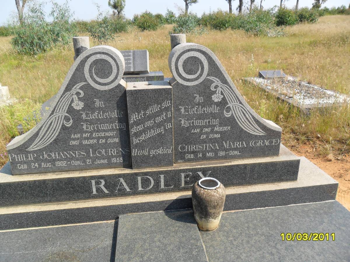 RADLEY Philip Johannes Lourens 1902-1955 &amp; Christina Maria 1911-